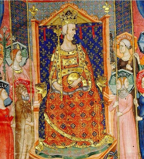Robert I Anjou King of Naples  ca. 1340  reigned 1309-1343 from the Anjou Bible   Maurits Sabbe Library   University of Leuven